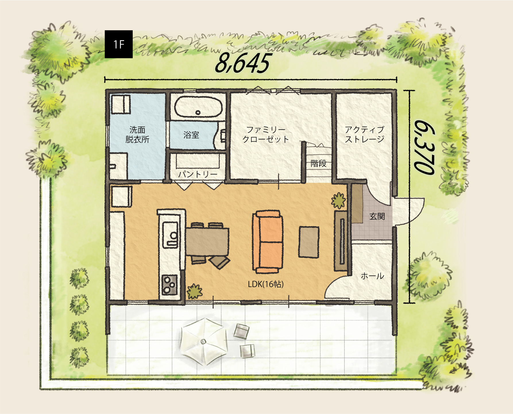 スキップフロアの住まい 間取り 1階 大得工務店 新築注文住宅 スキップフロアの住まい 間取り 1階 大得工務店 新築注文住宅