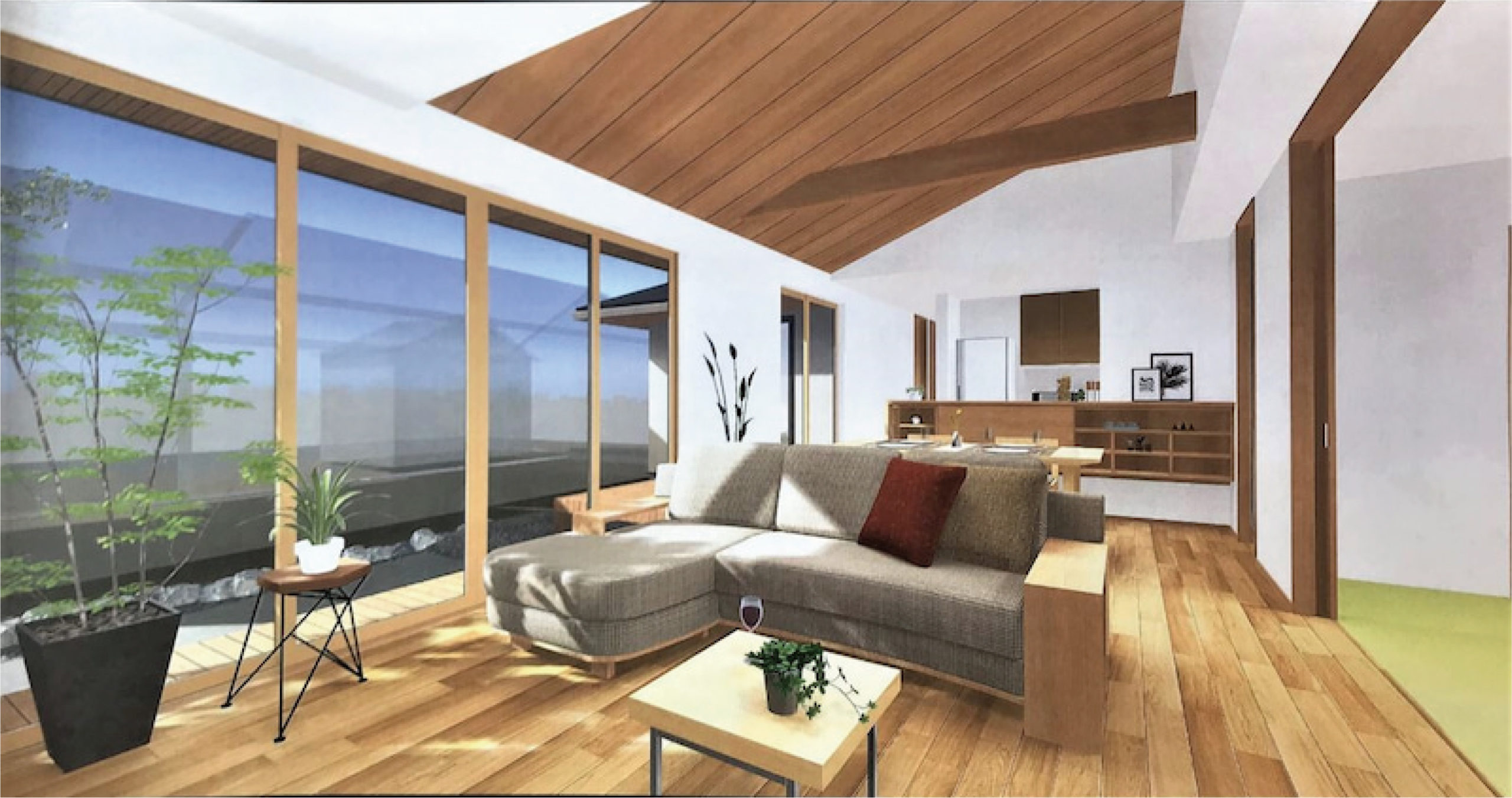 平屋の住まい 内観パース 大得工務店 Daitoku 浜松市南区の新築注文住宅