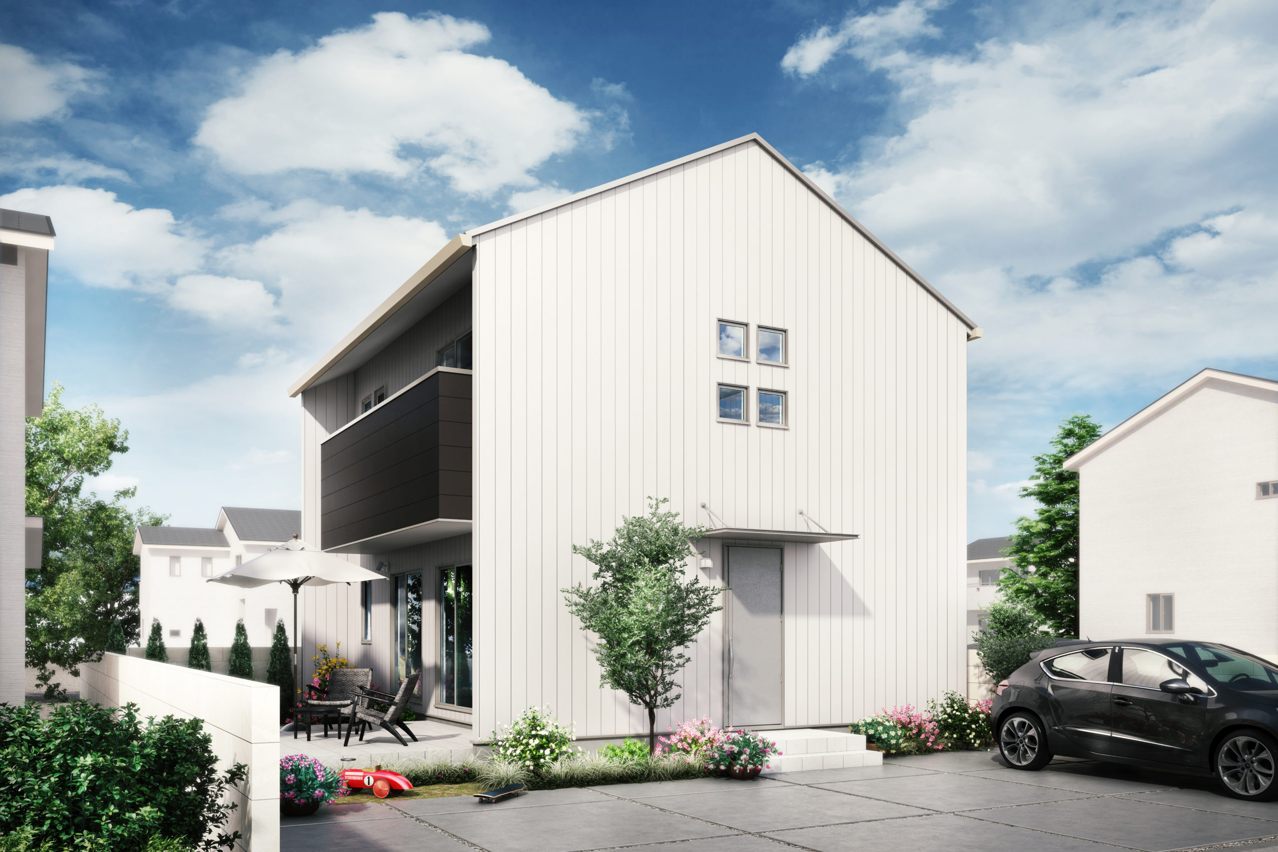 04スキップフロアの家 外観パース画像 10 大得工務店 浜松市南区の新築注文住宅